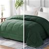 Whale Flotilla Piumino Reversibile 155 x 220 cm, per Letto Matrimoniale | Piumone 300 GSM in Microfibra, Morbido e Traspirante, Trapunta Adatta per Tutte Le Stagioni, Verde Scuro, Verde Grigio