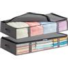 Lifewit Contenitori Sottoletto, Scatole Vestiti con Finestra Frontale Trasparente, Organizer per Armadi e Contenitori per Asciugamani, Vestiti, Coperte, Grigio, 75 L, 2 Pezzi
