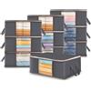 Lifewit 10 pezzi 35L Scatole per vestiti, scatola per armadio pieghevole, scatoloni per trasloco, contenitori sottoletto per Coperte, Biancheria da Letto, Grigio