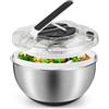 Gaethra Centrifuga per Insalata 4,5L in Acciaio Inossidabile Grande, Asciuga Insalata Centrifuga, Base Antiscivolo, Lava Insalata Centrifuga per Lavare e Scolare Le Insalate, Scolare la Pasta, ECC.