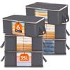 Lifewit 6 Pezzi 35 L Scatole per Vestiti, Scatola per Armadio Pieghevole, Contenitori per Armadio Salvaspazio, Contenitori Sottoletto, Scatoloni Trasloco per Coperte, Biancheria da Letto, Grigio
