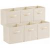 Lifewit Cubi Portaoggetti 26.5x26.5x28cm, Beige, Set di 6 | Cesti Portaoggetti in Tessuto, Scatole Portaoggetti Pieghevoli con Manici, Scatole per Armadio, Vestiti