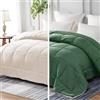 Whale Flotilla Piumino Reversibile 155 x 220 cm, per Letto Matrimoniale | Piumone 300 GSM in Microfibra, Morbido e Traspirante, Trapunta Adatta per Tutte Le Stagioni, Verde Grigio, Beige