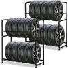 Ansobea 2X Porta Gomme Auto da Garage, Supporti per Pneumatici per 8 Pneumatici, capacità di carico 180 kg, con Copri Pneumatici Auto, Portagomme Porta Cerchioni Garage Cantina,107 x 46 x 117 cm