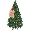 Aufun Albero di Natale artificiale con illuminazione verde PVC 210cm | Montaggio rapido, ignifugo, con supporto (Verde PVC+LED / Effetto neve+Pigne+LED)