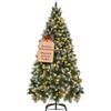 Aufun Albero di Natale artificiale con illuminazione neve e pigne 180cm | Montaggio rapido, ignifugo, con supporto (Verde PVC+LED / Effetto neve+Pigne+LED)