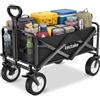 tectake® Carrello a Mano Pieghevole, 100 L, Portata 80 kg, con Freni | Impugnatura Telescopica Regolabile, Ruote Gommate, Inserto Rimovibile in Tessuto, 2 Tasche a Rete, Wagon, Nero