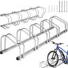tectake® Rastrelliera Biciclette in Acciaio da 5, Accessibile da Entrambi i Lati, Disposizione Modulabile, Rastrelliera Bicicletta con Struttura Resistente - Argento