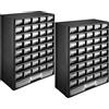 tectake 403515 Set 2x Portaminuteria Cassettiera con 41 Cassetti ABS, Dispositivi per Montaggio a Muro, Moduli Armadio Contenitori, 30x13,5x45 cm, Nero