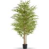 tectake® Albero di Bambù Artificiale, Foglie Realistiche, Vaso in Plastica, Decorazione per Soggiorno, Ufficio e Interni, Facile da Pulire, Arredamento - 180 cm