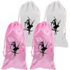 BESPORTBLE 4 Pezzi Sacchetti per Scarpe da Ballo Coulisse, Rosa e Bianco | Raso e Tela Traspiranti, per Punte e Scarpette da Danza, Comodi in Valigia o Zaino