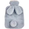 Homefantasy Borse Dell'acqua Calda a Forma di Animale,2L Borsa Dell'acqua Calda A Tenuta Stagna,Design con Coniglio,PVC Inodore,Sicura e Resistente, Ideale per Alleviare Il Dolore,Grigia.