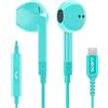 LUDOS FEROX Cuffie USB C, Garanzia 5 Anni, Auricolari USB C In-Ear per iPhone 16 15 Pro Max Plus iPad, Cuffie Type C con Microfono per Samsung Galaxy S24 S23 Ultra S22 S21 FE S20 A53 A54 - Turchese