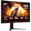 AOC CQ27G4Z2 Monitor 27 Pulgadas 240Hz, Panel Fast VA, 1ms GtG, HDR400, Adaptive Sync, Altura Ajustable, (2560x1440 HDMI 2x 2.0 DP 1x 1.4) Negro