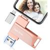 Levida Chiavetta USB 512gb per Phone,Levida Memoria Esterna per scaricare foto,Pen Drive USB C 3.0,Photo Stick,4 in 1 USB Stick per IOS/Smartphone/Pad/Android/PC(Foto/Video/Backup Automatico),Rosa chiaro