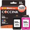 COCCINK 300 XL Cartuccia d'inchiostro Sostituzione per HP 300XL Compatibile PhotoSmart D110a C4780 C4750 C4700 C4685 C4680 C4600 DeskJet F2492 F2480 F2420 D2660 D2560 2410 Stampante Nero e colore