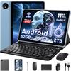 Raemond Tablet da 11 pollici,Tablet Android 16 con Gemini AI,32 GB RAM + 256 GB ROM+2 TB TF,Schermo HD 1920×1200 a 90 Hz,Unisoc T7250 octa-core,16 MP + 8 MP,Face ID,Widevine L1,8000 mAh,GPS (blu)