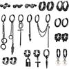 ASH'S CHOICE Set Orecchini Cerchio Donna Acciaio Inox Nero e Lucido | Set Anelli a Orecchini Cerchio Argento in Acciaio Inossidabile Ipoallergenici per Donna Uomo Cartilagine Regalo