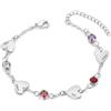 Dacomfy Bracciale Personalizzato Donna con 1-5 Nomi e Pietre di Nascita Bracciali Cuore Inciso in Acciaio Inossidabile Bracciale Famiglia Regolabile Regalo per Mamma Nonna Moglie Figlia