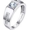 Bandmax Anello Uomo Argento 925, Personalizzato Inciso Anelli Uomo Solitario, Bianco/Nero Anello Argento 925 con zirconi, Anelli Misura 06-13, Anello Regalo per Fidanzamento Papà Amanti