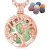 INFUSEU Collana Diffusore Di Oli Essenziali, Ciondolo Gufo Placcato Argento Aromaterapia Diffusore Gioielli Donna Collane Lunghe Donna con 7PC Lava Pietre e Catena 24, Regali per Signora