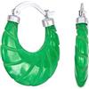 Bling Jewelry Orecchini A Cerchio Ovali Di Giada Verde Per Le Donne .925 Sterling Silver 1.2 Pollici Di Diametro