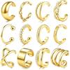 JeweBella Ear Cuff Orecchini Clip Donna Regolabile Earcuffs Donna Oro/Argento Orecchini Senza Buco Orecchini Finti Cartilagine Clip Non Piercing Helix Polsino Orecchio Earcuff Acciaio Inossidabile