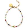 SINGULARU - Bracciale Personalizzata Letter Altea Colors. Acciaio con Placcatura in oro 18 kt e Pietra naturale. Gioielli da donna.