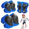 Admygo Ginocchiere e gomitiere per bambini, 6 ginocchiere, polsiere e gomitiere per bambini, set di attrezzi protettivi per sport all'aria aperta, per scooter, skateboard, ciclismo, traspirante, leggero, blu