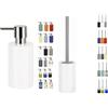 Spirella Tube Set Bagno Dispenser sapone 300 ml + Scopino WC Bianco | pompa antigoccia, ricaricabile, contenitore chiuso, testina sostituibile, colore bianco
