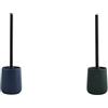 MSV Maonie Set da 2 Scopini WC Ceramica Blu e Verde scuro | contenitore chiuso, testina sostituibile, blu / verde scuro