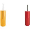 MSV Inagua Set da 2 Scopini WC Inox Zafferano e Rosso | contenitore chiuso, testina sostituibile, zafferano / rosso