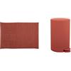 MSV Set Bagno Tappeto bagno + Pattumiera 3 L Terracotta | retro antiscivolo, lavabile in lavatrice, coperchio soft-close, secchio interno estraibile, colore terracotta