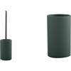 Spirella Tube Set Bagno Scopino WC + Bicchiere Verde scuro | contenitore chiuso, testina sostituibile, ampia apertura, base stabile, colore verde scuro