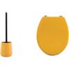 MSV Set Bagno Scopino WC Ceramica + Copriwater Inox Zafferano | contenitore chiuso, testina sostituibile, cerniere in acciaio inox, montaggio senza attrezzi, colore zafferano