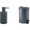 Spirella Set Bagno Dispenser sapone + Pattumiera Grigio e Antracite | pompa antigoccia, ricaricabile, coperchio soft-close, secchio interno estraibile, grigio / antracite