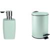 Spirella Set Bagno Dispenser sapone 300 ml Inox + Pattumiera 3 L Verde | pompa antigoccia, ricaricabile, coperchio soft-close, secchio interno estraibile, colore verde