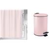Spirella Set Bagno Tenda doccia Poliestere + Pattumiera 3 L Inox Rosa | trattamento antimuffa, lavabile in lavatrice, coperchio soft-close, secchio interno estraibile, colore rosa