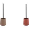 MSV Set da 2 Scopini WC Ceramica Cappuccino e Terracotta | contenitore chiuso, testina sostituibile, cappuccino / terracotta