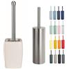 Spirella Set da 2 Scopini WC Ceramica Bianco e Argento | contenitore chiuso, testina sostituibile, bianco / argento