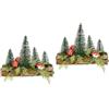 Flair Flower Mini albero di Natale su legno con funghi, set da 2 pezzi, 20 x 17 x 8 cm | Scena della foresta invernale con alberi artificiali innevati, dettagli a funghi e rami naturali per l'Avvento