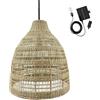 Lumisky Lampada a sospensione solare bohémien in erba marina naturale stile vimini, intrecciata LED bianco caldo FREYA LUNGO SOLAR 5 m di lunghezza