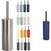 Spirella Set da 2 Scopini WC Inox Argento e Blu | contenitore chiuso, testina sostituibile, argento / blu
