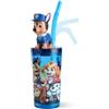 p:os PAW Patrol Bicchiere Bambino 360 ml con Cannuccia e Coperchio - Tazza con Figura 3D Chase - BPA Free - Bicchiere per Bevande Fredde per Scuola, Asilo e Tempo Libero - Blu