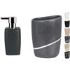 Spirella Set Bagno Dispenser sapone 300 ml + Bicchiere Nero e Grigio | pompa antigoccia, ricaricabile, ampia apertura, base stabile, nero / grigio