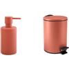 Spirella Set Bagno Dispenser sapone + Pattumiera Rosso e Terracotta | pompa antigoccia, ricaricabile, coperchio soft-close, secchio interno estraibile, rosso / terracotta