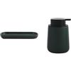 MSV Maonie Set Bagno Svuotatasche + Dispenser Sapone Verde Scuro | bordi rialzati, superficie liscia, pompa antigoccia, ricaricabile, colore verde scuro