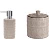 Spirella Relief Set Bagno Dispenser sapone 300 ml + Barattolo Beige | pompa antigoccia, ricaricabile, coperchio abbinato, formato compatto, colore beige