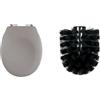 Spirella Set Bagno Copriwater + Testina di ricambio Tortora e Nero | cerniere in acciaio inox, montaggio senza attrezzi, testina di ricambio, attacco a vite, tortora / nero