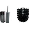 Spirella Set Bagno Scopino WC + Testina di ricambio Grigio e Nero | contenitore chiuso, testina sostituibile, testina di ricambio, attacco a vite, grigio / nero